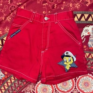 Looney Tunes Vintage Tweety Bird Shorts Red Kids Size XL Adult XS